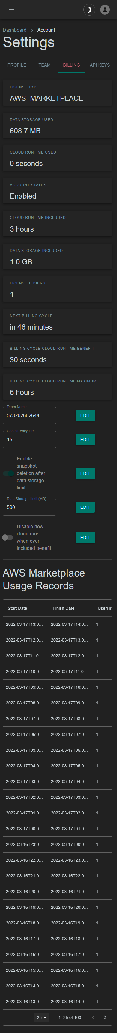 Billing Screenshot