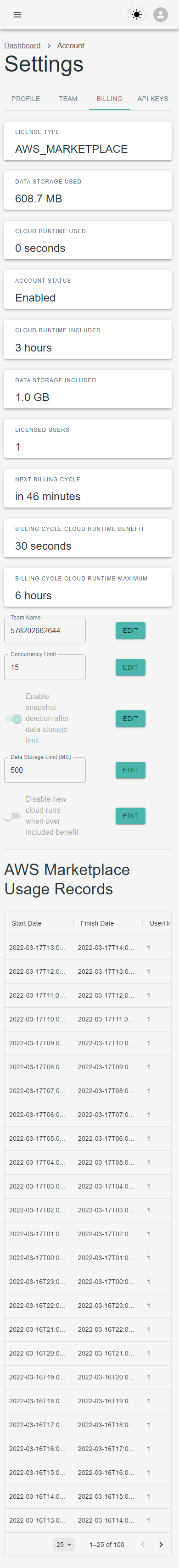 Billing Screenshot